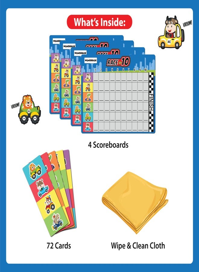 WONDRBOX Card Board Games for Kids Race to 10!, Boost Mental Maths and Strategy | Educational Toy Gifts for Ages 5 6 7 8 9 Year Boy and Girl - Image 2